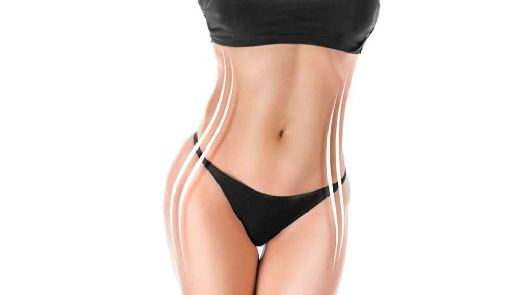 Photo of a woman illustrating the effect of a body contouring treatment on the female silhouette