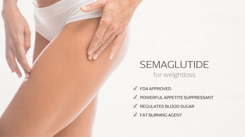 Semaglutide for weight loss showing women's thighs after the combination treatment of semaglutide injections and NEO Emsculpt.