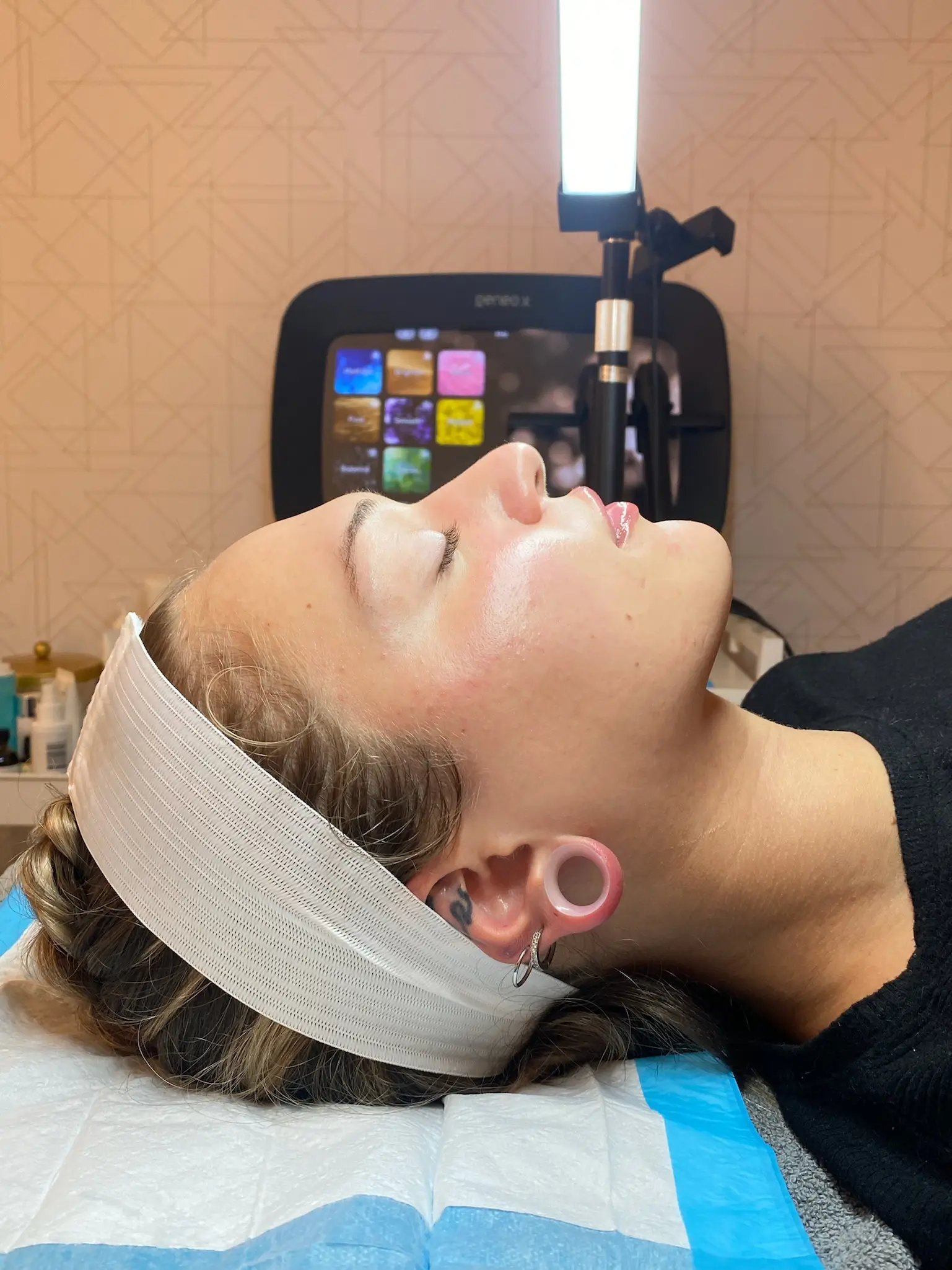 A close up of a client after having a medical facial done in Cleveland at Bodytonic Medspa